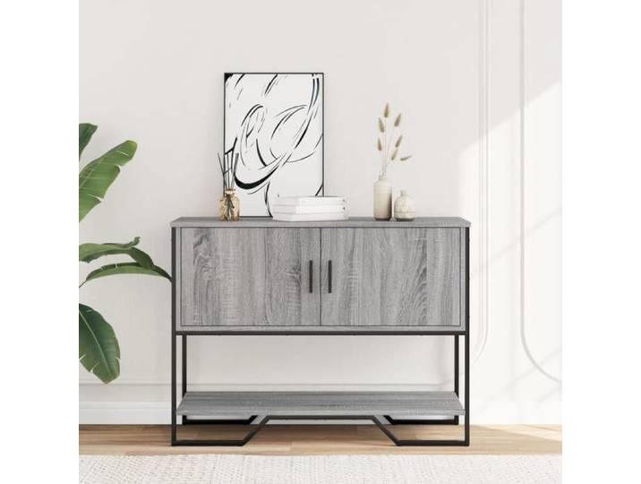 Table console sonoma gris - XWO - 100x35x74 5 cm - Bois d'ingénierie - Métal - Capacité de charge 70 kg