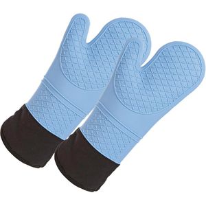 Franz-Mensch Ofenhandschuh Heattec, blau, bis 250°C hitzebeständig, aus Silikon, rutschfest, 2 Stück