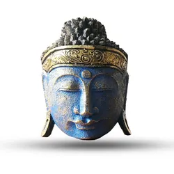 Home Decoration Buddha Head - 25cm - Blue Shine Finish