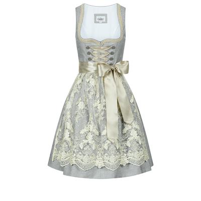 Dirndl NÜBLER "Mini Dirndl Flavia", Damen, Gr. 38, EURO, silber, Obermaterial: 60% Polyester PES. 40% Elasthan EL., Kleider