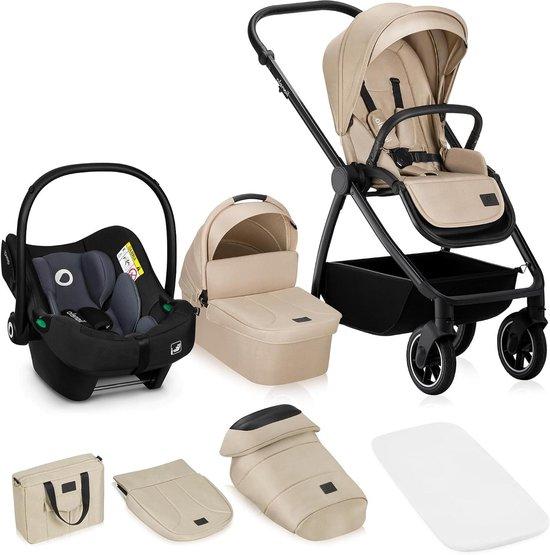 Kinderwagen 3-in-1 - Reisebett, Buggy - Für sichere Reisen - ADAC- - Bis 22 kg - Beige