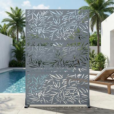 Dovelina Outdoor Privacy Screen Free Standing Bamboo Leaves