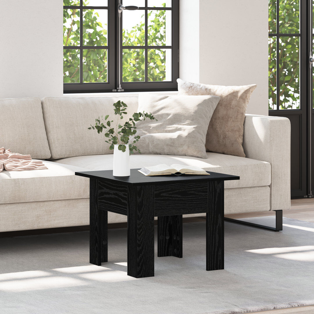 17 Stories Coffee Table Engineered Wood Black Oak 48cm H X 55cm W X 55cm D