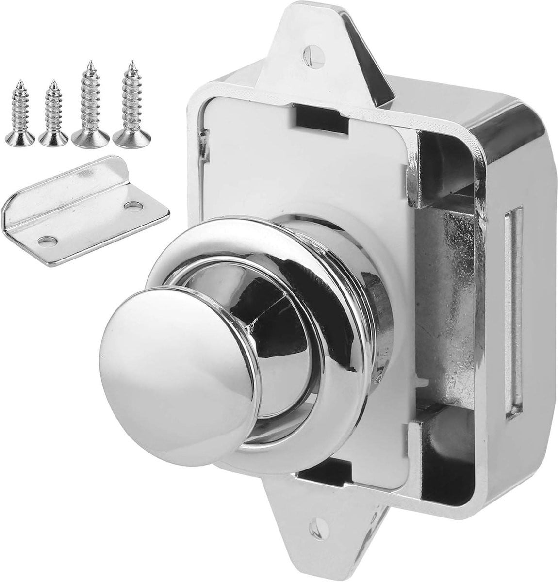 Drukknop Kastslot Zilverkleurig - Kastvergrendeling voor Lades en Meubels - 26 mm Gatdiameter