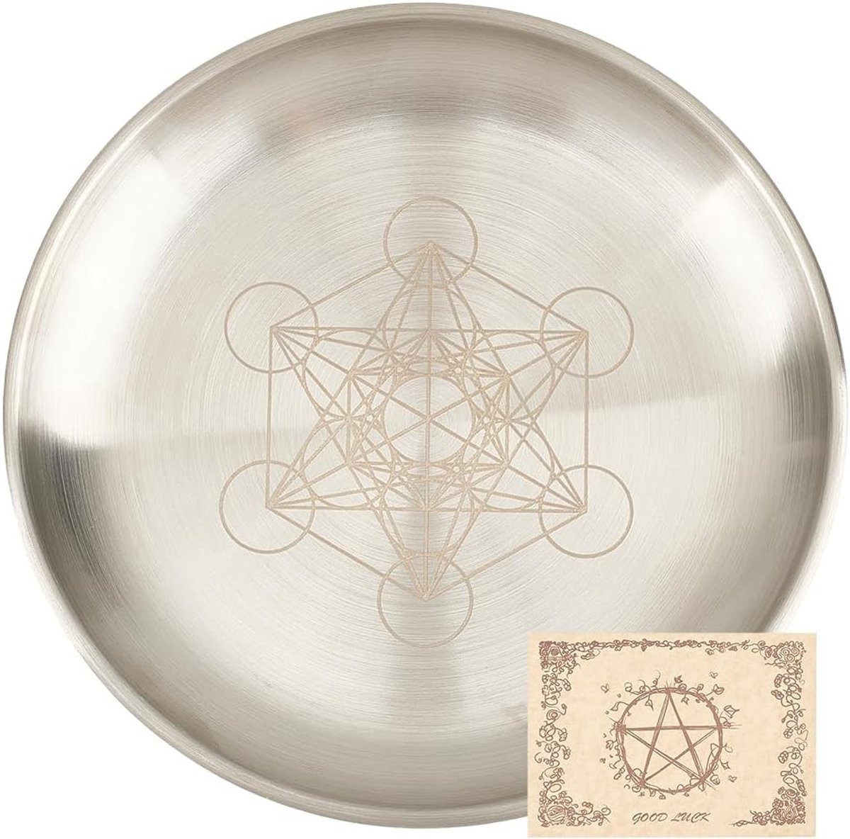 Hexagon Ritueel Plateau van RVS - Altar Plate voor Meditatie, Kaarsen en Incense Sticks