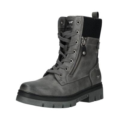 Schnürstiefelette MUSTANG SHOES "Mustang Shoes Stiefelette Lederimitat", Damen, Gr. 37, grau, Lederimitat, Schuhe Schnürstiefelette