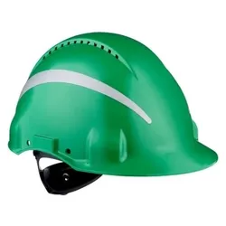 3M G3000 Schutzhelm mit UV-Indikator, grün, ABS, belüftet Ratschenverschluss, Kunststoffschweißband, Reflex-Aufkleber