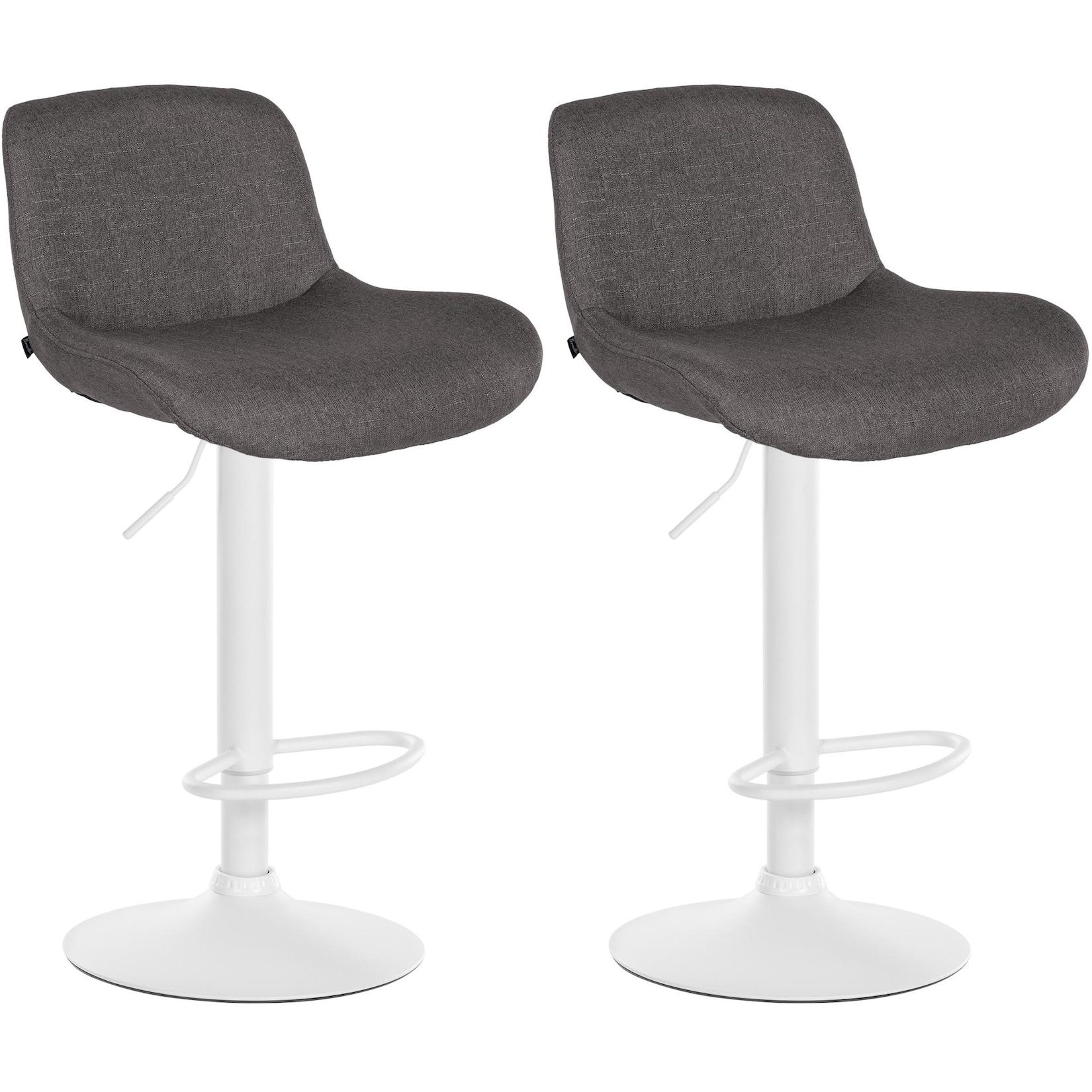 CLP 2er Set Barhocker Solon Weiß Stoff - Farbe: dunkelgrau, Material: Stoff
