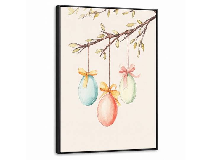 LEINWAND Bilder mit Rahmen - Osterkuchen - Schleife - Eier - 70x100
