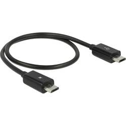 Delock USB-Kabel USB 2.0 USB-Micro-B Stecker, USB-Micro-B Stecker 0.30 m Schwarz mit OTG-Funktion 83570