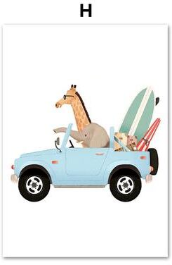 Inspired Living Playful Safari Animal Canvas Wall Art For Kids Nursery & Bedroom a4 21x30cm No Framed h