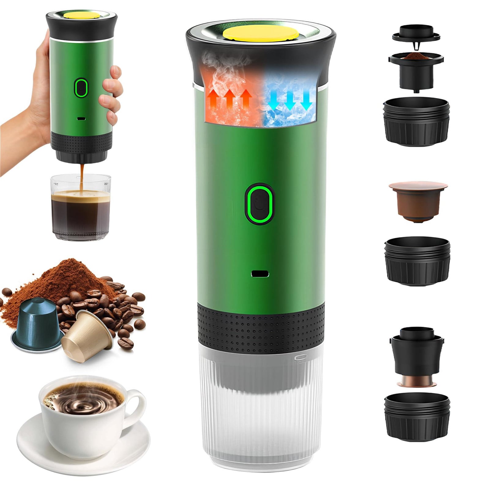 Selius 3-in-1 draagbaar koffiezetapparaat | Draadloze espressomachine