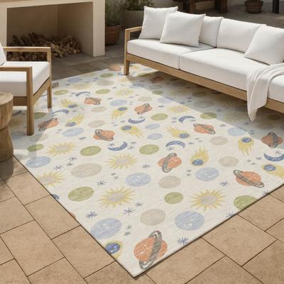 Addison Rugs Machine Washable Indoor/ Outdoor Planets Comets Chantille Rug