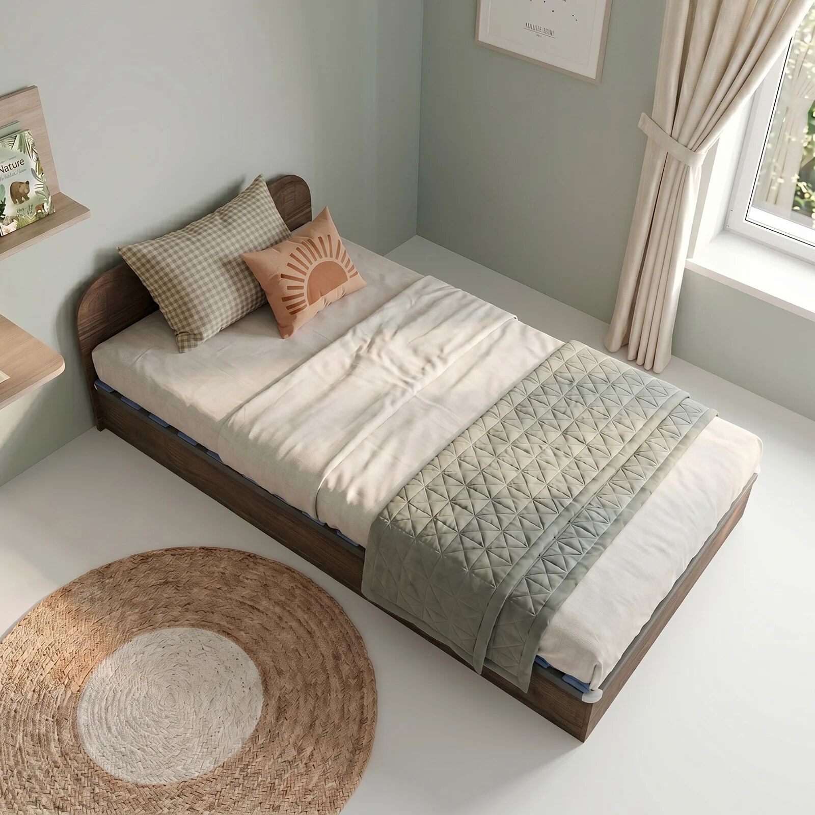 garneroarredamenti Letto 120x190cm una piazza e mezza contenitore noce Carducci