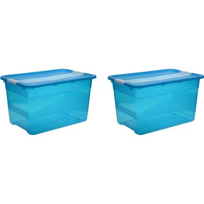 Organizer KEEEPER "cornelia", blau, B:39,5cm H:34cm T:59,5cm, Kunststoff, Aufbewahrungsboxen, Aufbewahrungsbox, 52 L, mit Deckel und Schiebeverschluss, Kunststoff