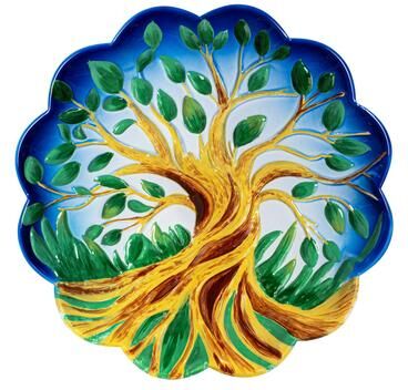 Evergreen 18 in. Tree of Life Metal Birdbath with Stand