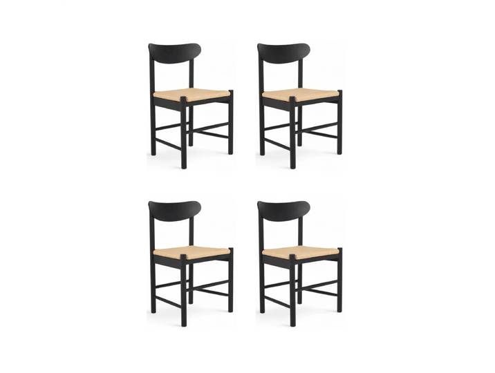 4er Set Esszimmerstühle Malou - Geflechtsitz, Schwarz