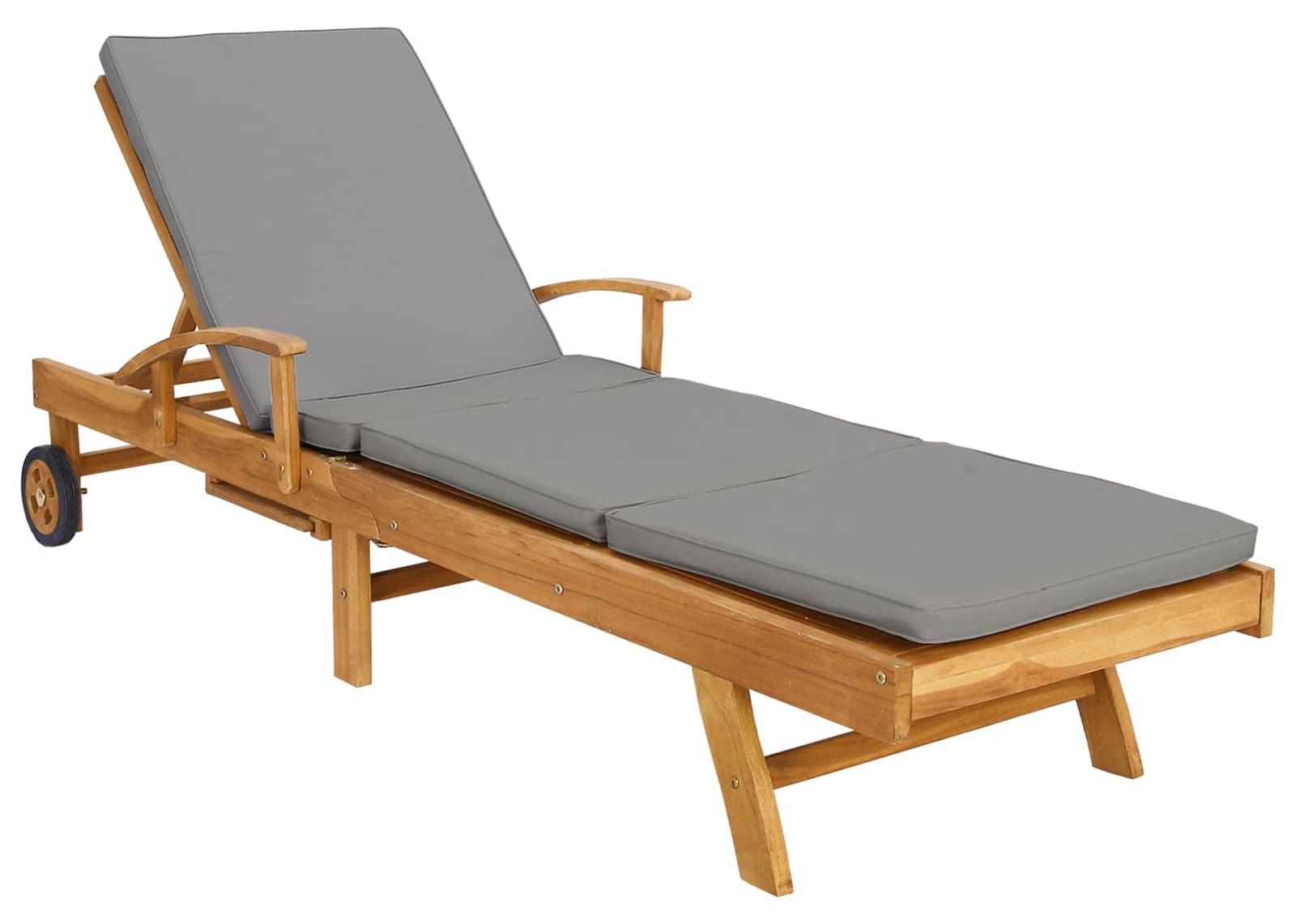 vidaXL Sonnenliege mit Kissen 100% Polyester mit solidem Teak