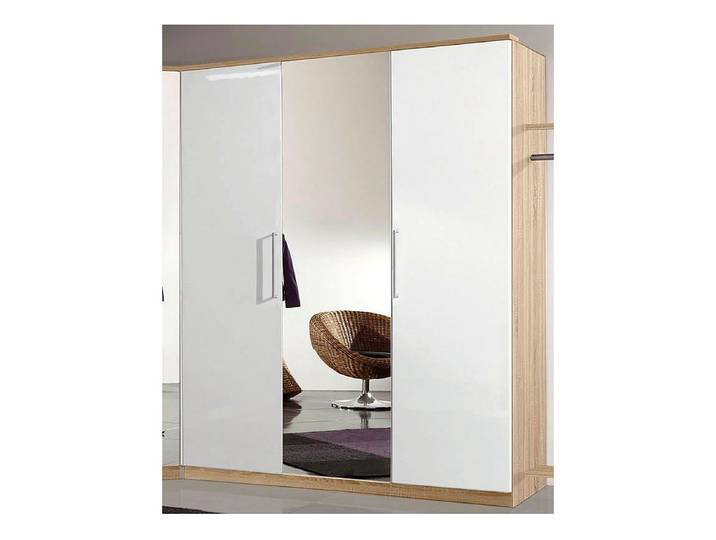 Kleiderschrank WIMEX Greven , weiss (struktureichefarben hell, hochglanz weiß), B:135cm H:199cm T:58cm, Schränke, Kleiderschrank