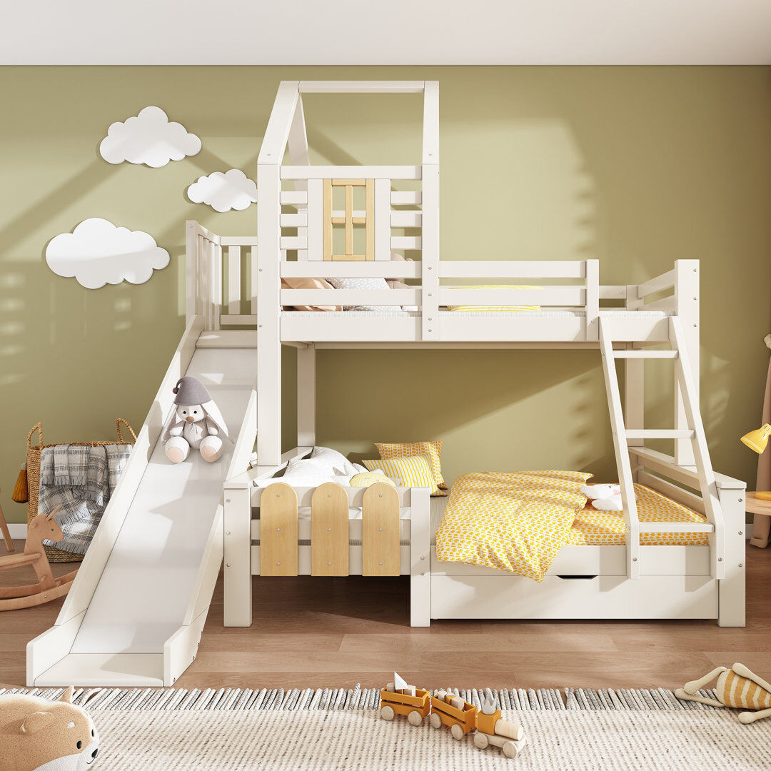 Brambly Cottage Bunk Bed 3ft + 4ft6 with 1 drawer and slide white White