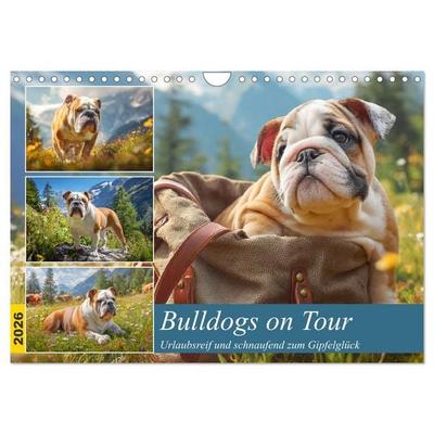 Bulldogs on Tour. Urlaubsreif und schnaufend zum Gipfelglück (Wandkalender 2026 DIN A4 quer), CALVENDO Monatskalender