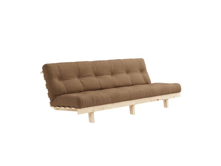 Banquette ajustable LEAN en pin massif naturel avec matelas futon mocca 130x190