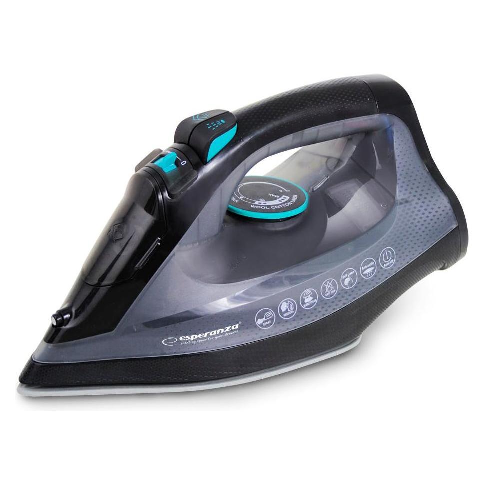 Esperanza EHI010 Dampfbügeleisen Keramikkochfeld Grau Schwarz 2600 W (2600 W) (EHI010)