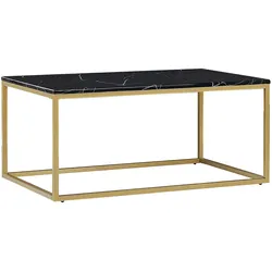 COUCHTISCH Marmor Optik schwarz/gold rechteckig 60/100 cm Delano