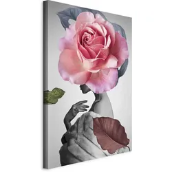 Leinwandbild rose and fur Braun/Pink