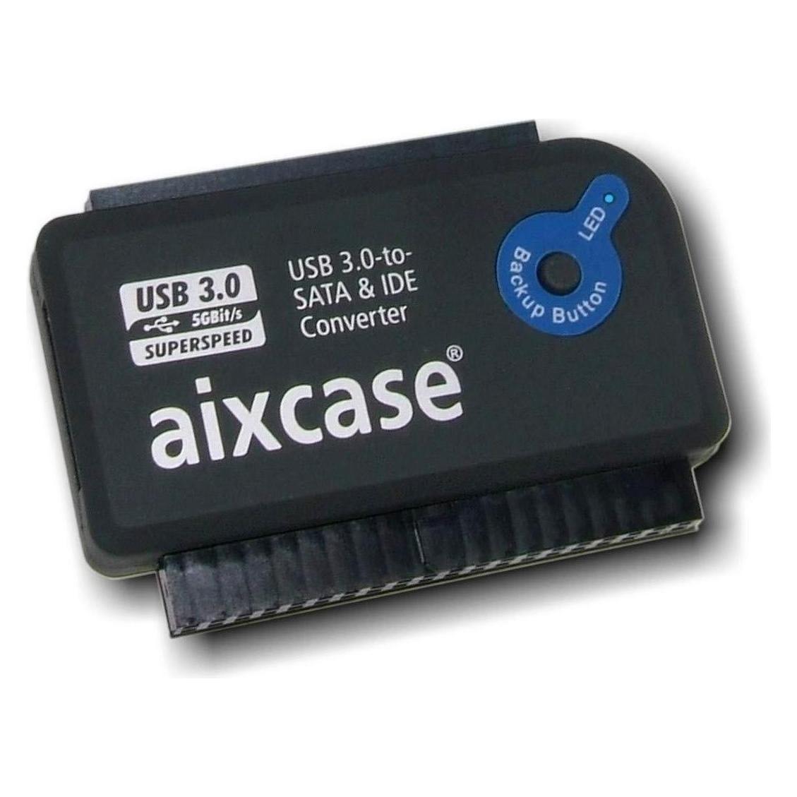 Aixcase Multifunktionaler USB 3.0-to-SATA & IDE-Konverter für /2./3./5.- SATA & IDE-Geräte mit OTB (AIX-BLUSB3SI-PS)