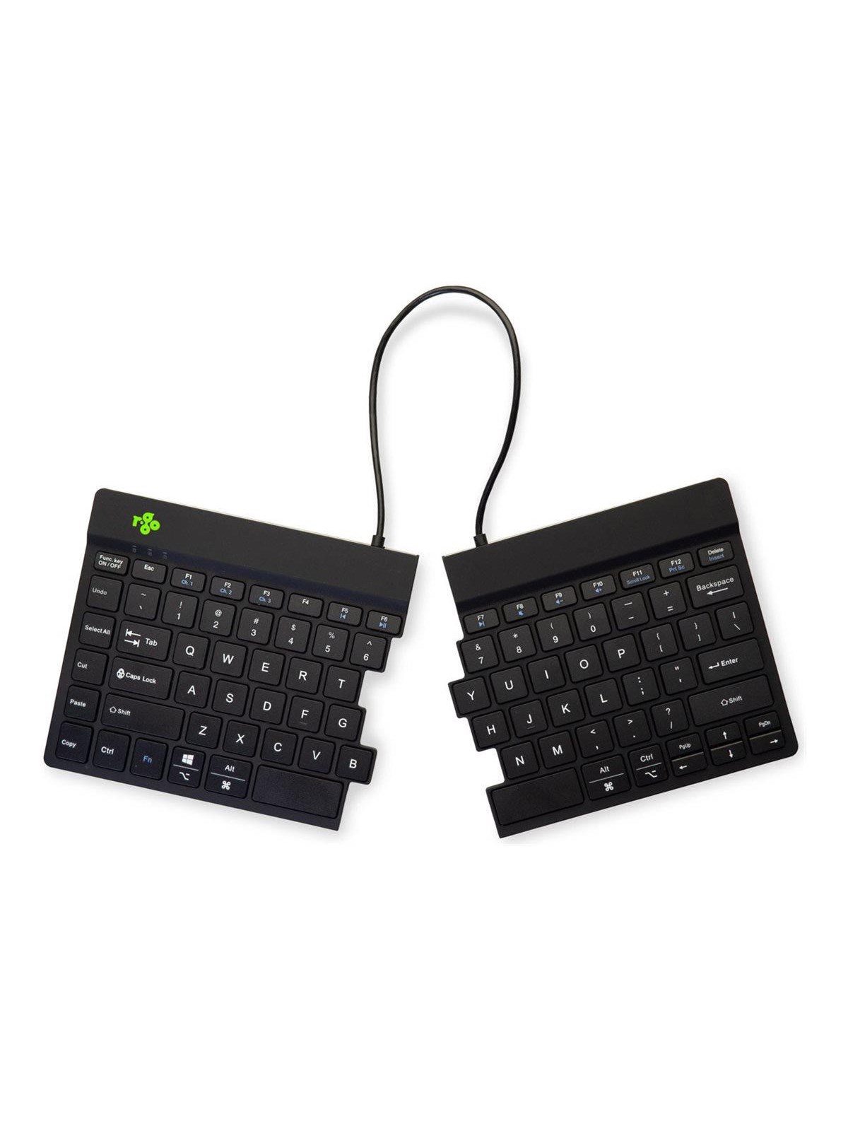 R-Go Tools R-Go Split Break - keyboard - with integrated break indicator - QWERTY - US - black - Tastatur - Englisch (US) - Schwarz