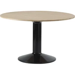 Midst Tisch 120 cm rund helle Eiche auf einem schwarzen Bein