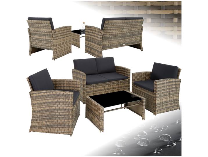 Wicker lounge Lucca - natuur/donkergrijs
