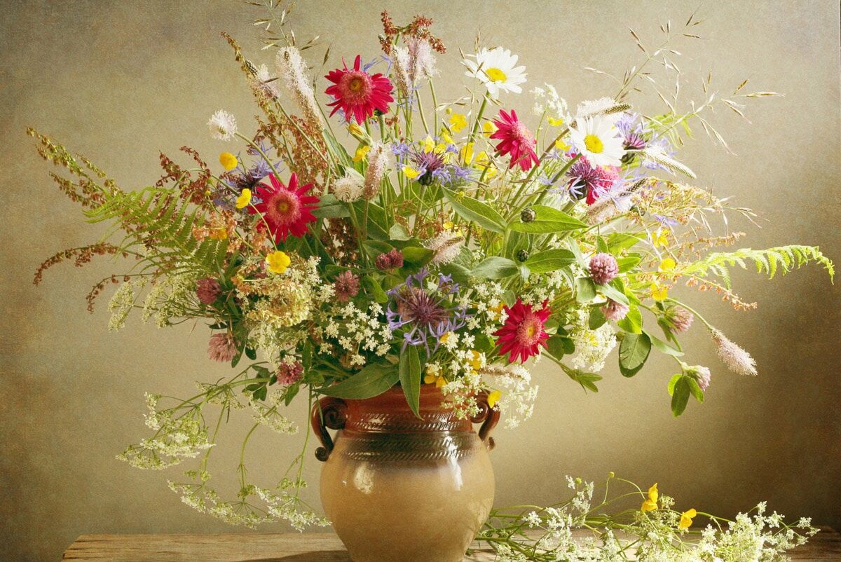Papermoon "Blumen in Vase" bunt B/L: 3m x 2,23m, Bahnen: 6 Stk.