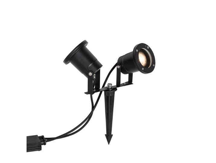 Spot de jardin moderne noir avec cordon et fiche 150cm 2 lumières