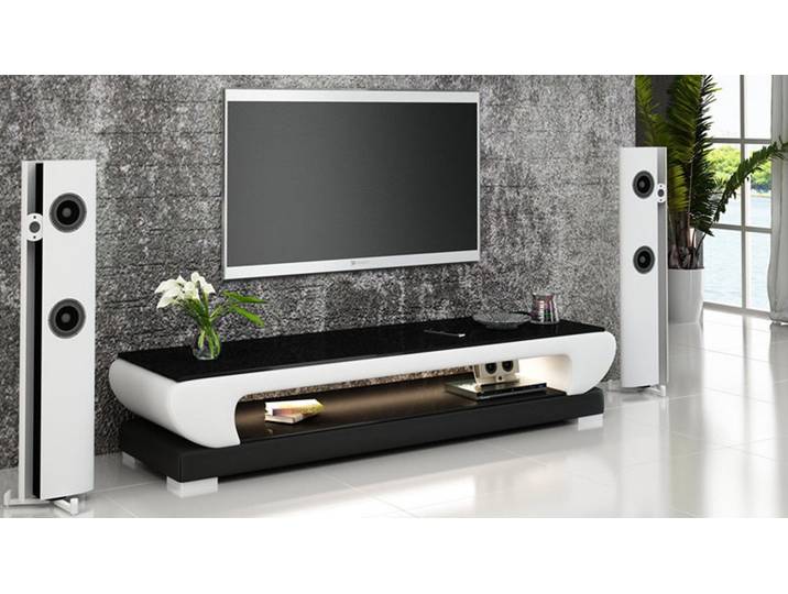 Xlmoebel TV-Board RTV TS1002 TV-Sideboard aus Leder und Glas mit Stauraum (TV-Board), Hergestellt in Europa