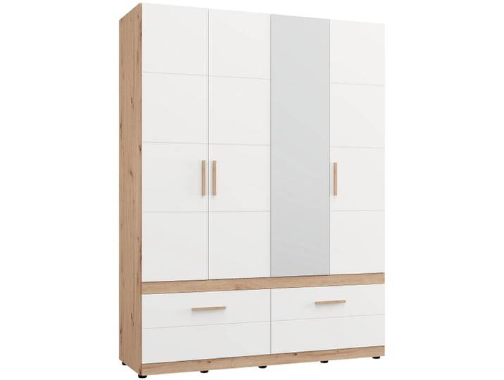 Drehtürenschrank HAMILTON weiss 4 Türen 2 Schubladen