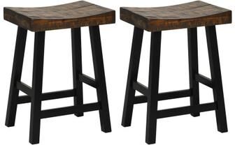 Costway 24 Inch Solid Wood Saddle-Seat with Curved Seat Surface and Comfortable Footrests-24 inches