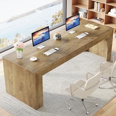 OEM "78.7"" Long Computer Desk, Wood Executive Workstation, Home Office Writing Gaming Table Accent Desk"