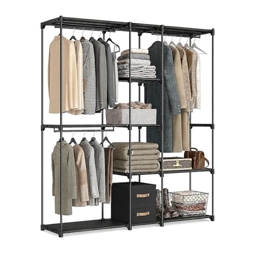 Relaxdays Kledingrek met Kledingstang, Zwart, Industrieel Design