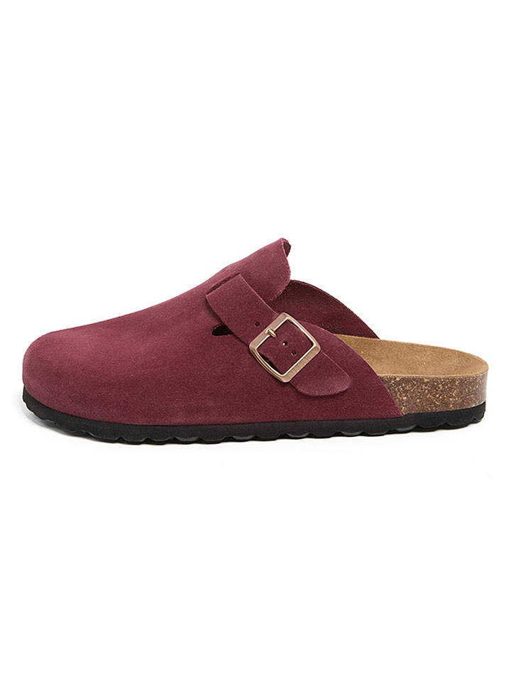 billowy Leder-Clogs in Dunkelrot - 43