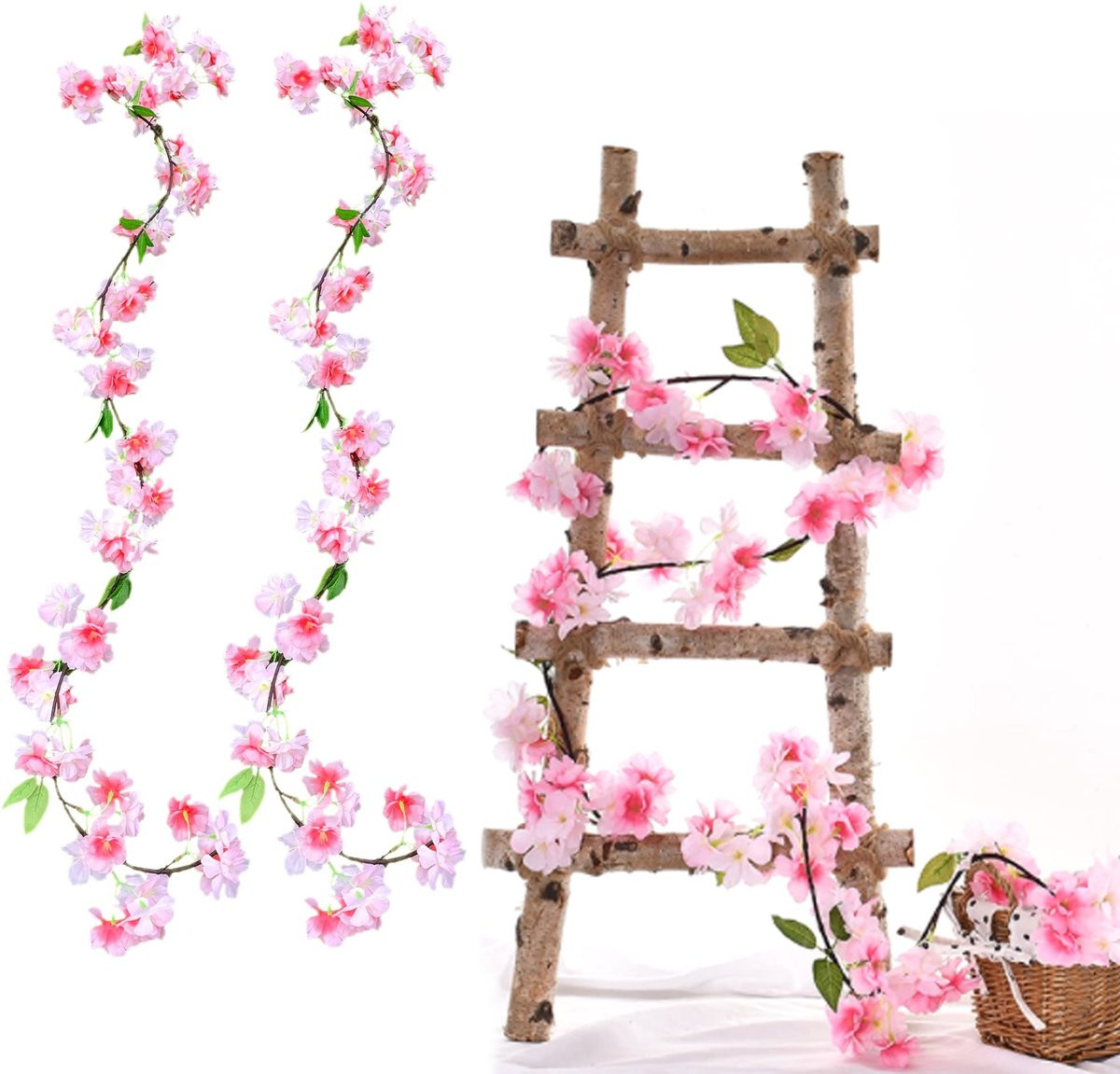 Solidchoice - 2 Stuks Kunstmatige Kersenbloesem Hangende Vines voor Decoratie