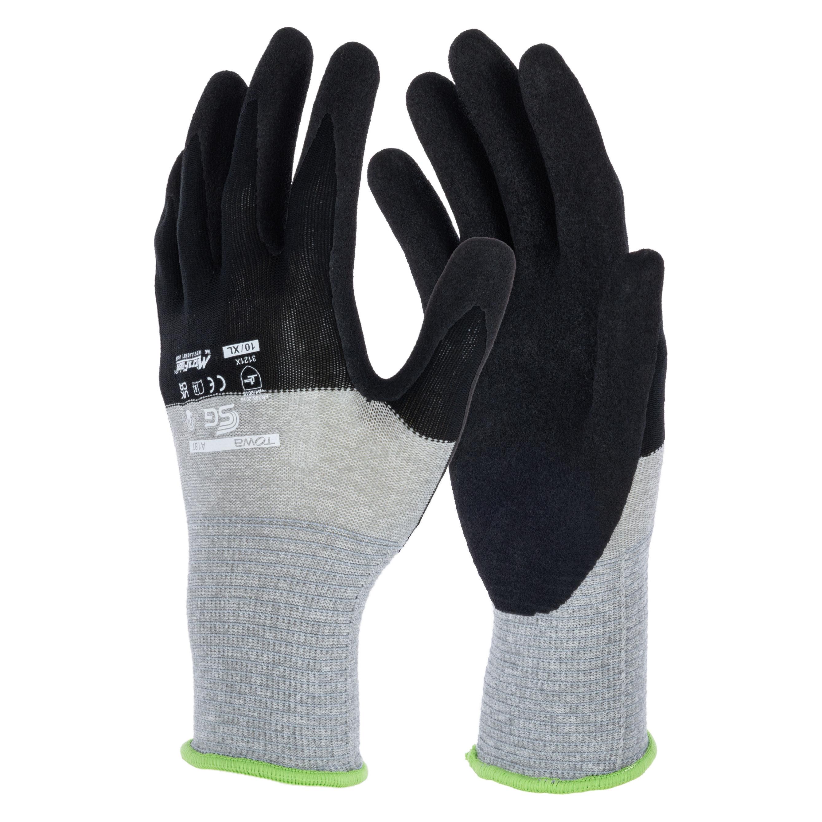 Kerbl Handschuh SG A187, Gr. 8/M Nitrilbesch., schwarz-grau (8) (805.100.001M)