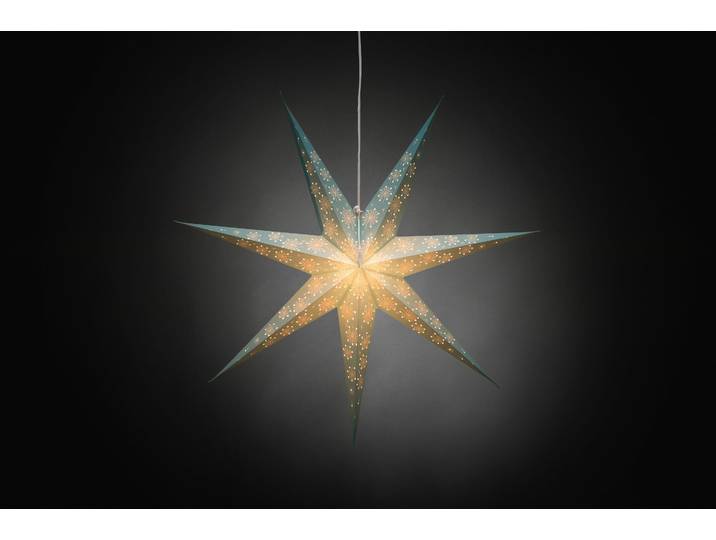 Dekostern KONSTSMIDE, blau, B:78cm H:78cm, Papier, Dekosterne, Dekostern, blauer Papierstern, beleuchtet, 7 Zacken