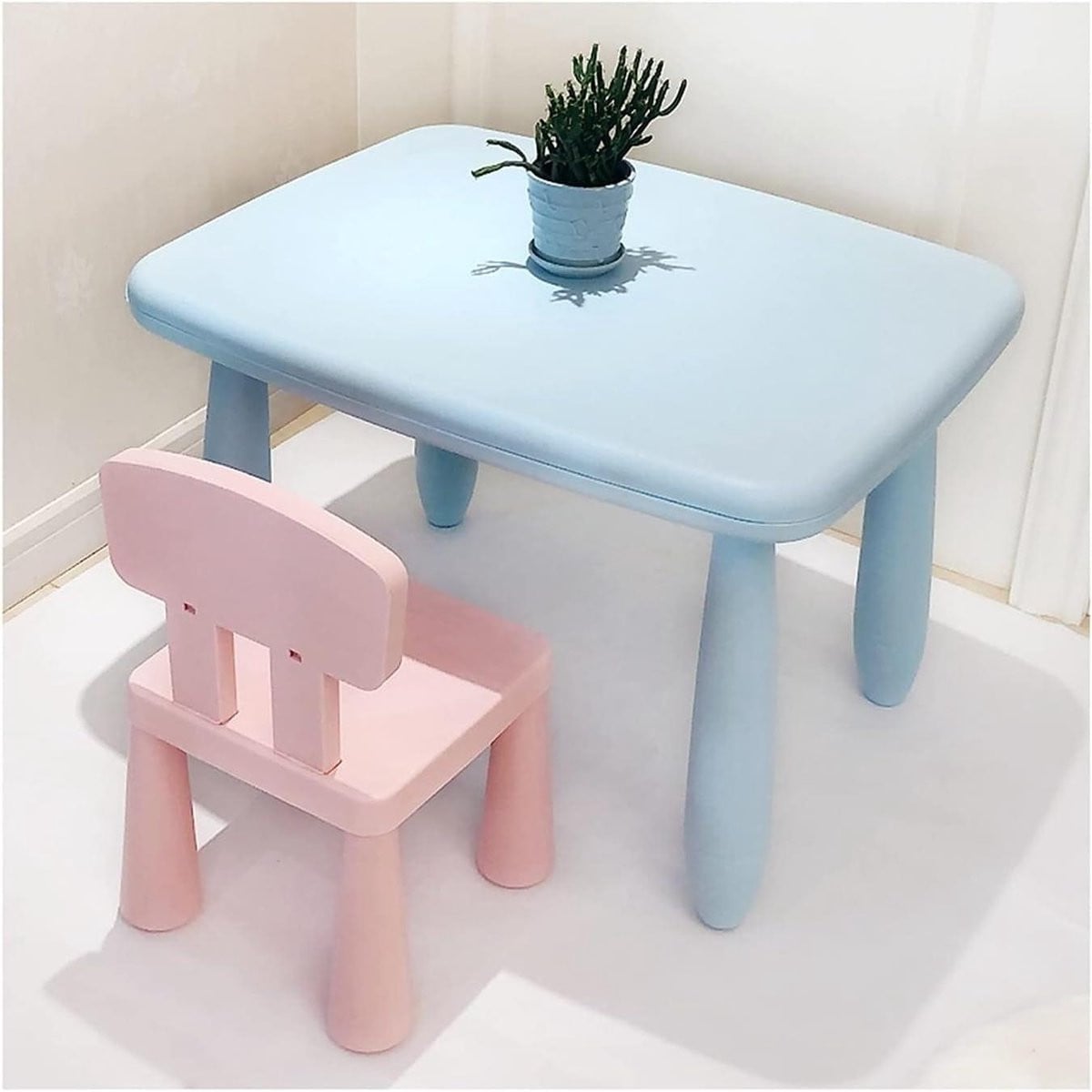 Transparante kindertafel met stoelen, verstelbare kindermeubel set voor spelen en leren