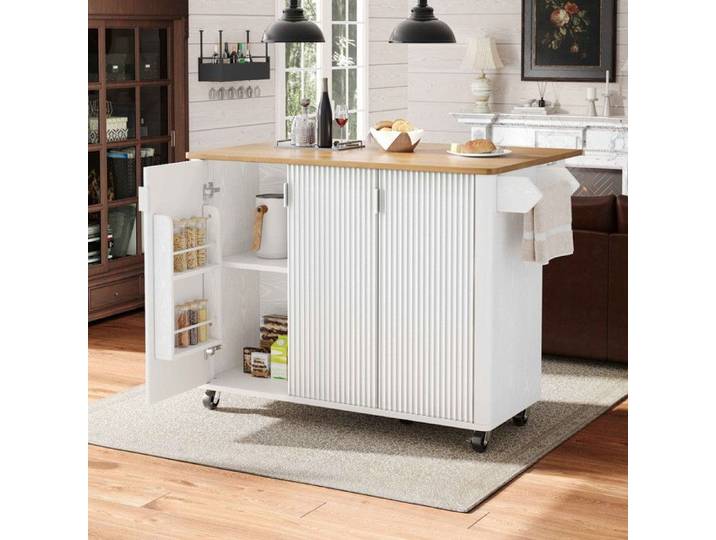Îlot de cuisine desserte à manger en bois buffet desserte de cuisine rétractable avec porte-serviettes et étagère à épices