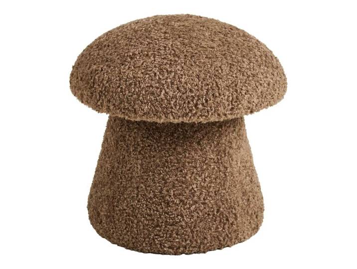 Pouf en tissu bouclette marron forme champignon