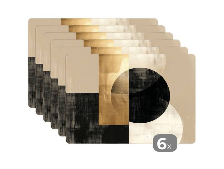 PLATZSETS 6er-Set Abstrakt - Modern - Schwarz - Gold 45x30 cm Tischset