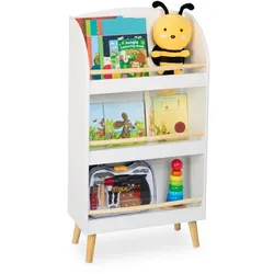 Relaxdays Bücherregal Kinder mit 3 Fächern Weiß,Hellbraun