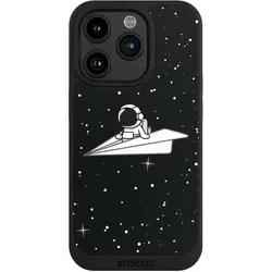 Nivocase Handyhülle für Apple iPhone 15 Pro Hülle NIVOpure Case Schwarz Astronaut Comic Papier (Apple iPhone 15 Pro), Smartphone Hülle, Schwarz